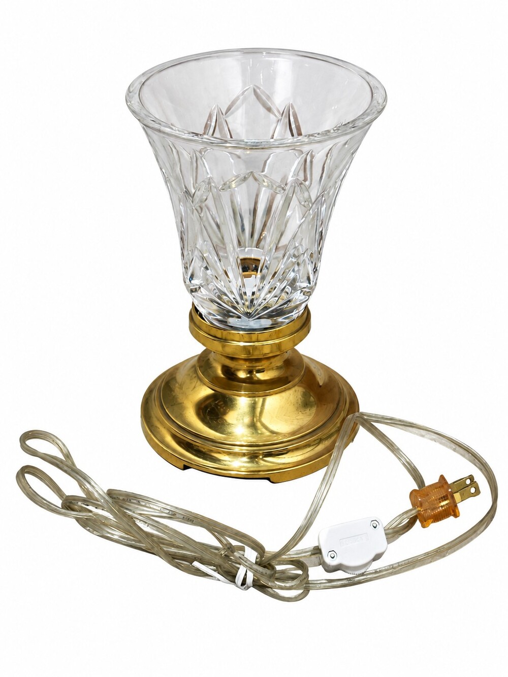 Vintage Cut Glass Portable Table Lamp Brass